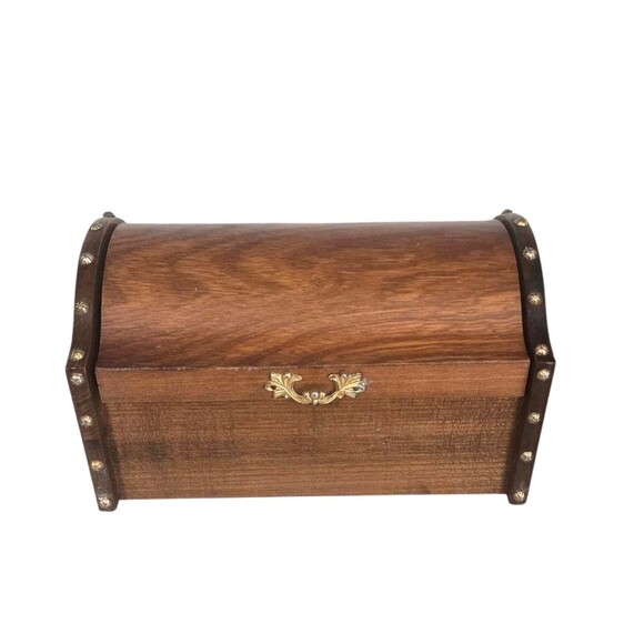 Vintage Royal London Wooden Jewelry Box Domed Trunk Treasure Chest Japan 1972 - Picture 1 of 8